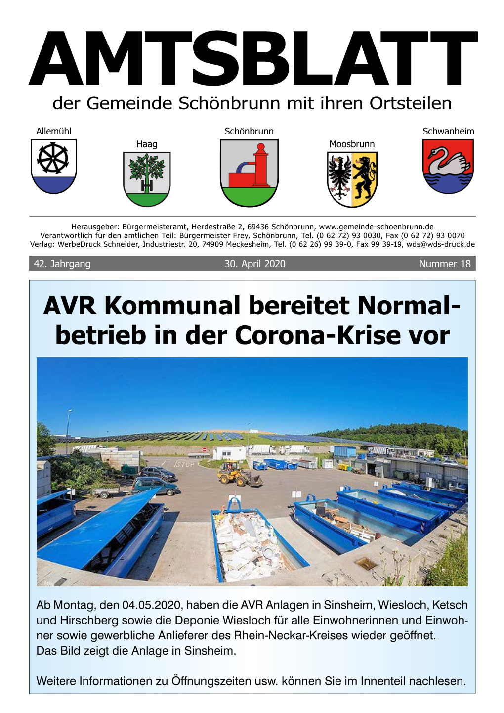 AVR Kommunal Bereitet Normal- Betrieb in Der Corona-Krise Vor