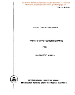 Radiation Protection Guidance for Diagnostic X Rays