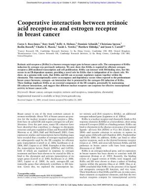 Cooperative Interaction Between Retinoic Acid Receptor-A and Estrogen Receptor in Breast Cancer