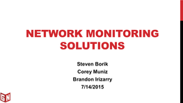 Network Monitoring Solutions
