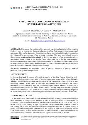 Effect of the Gravitational Aberration on the Earth Gravity Field