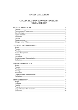 Collection Development Policies November 2007