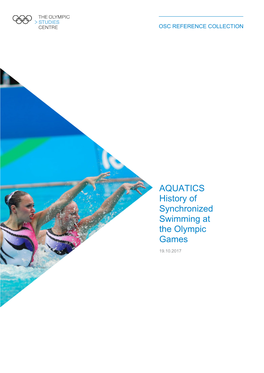 AQUATICS: History of Synchronized Swimming at the Olympic Games