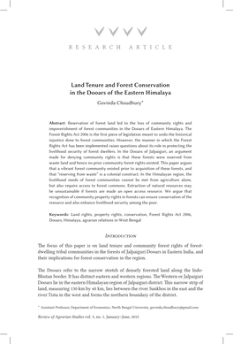 Land Tenure and Forest Conservation in the Dooars of the Eastern Himalaya Govinda Choudhury*