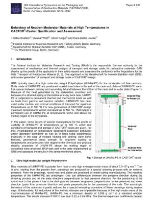Behaviour of Neutron Moderator Materials at High Temperatures in CASTOR®-Casks: Qualification and Assessment