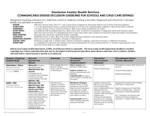 Communicable Disease Exclusion Guidelines for Schools and Child Care Settings