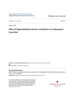 Effect of Illegal Abduction Into the Jurisdiction on a Subsequent Conviction