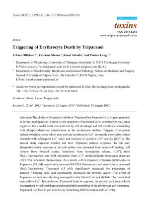 Triggering of Erythrocyte Death by Triparanol
