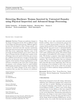 Detecting Hardware Trojans Inserted by Untrusted Foundry Using Physical Inspection and Advanced Image Processing