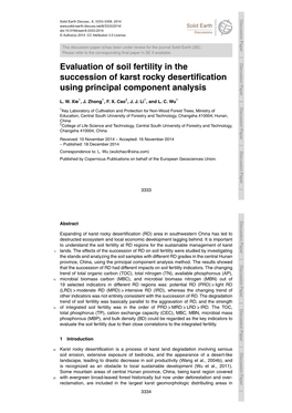 Evaluation of Soil Fertility in the Succession of Karst Rocky