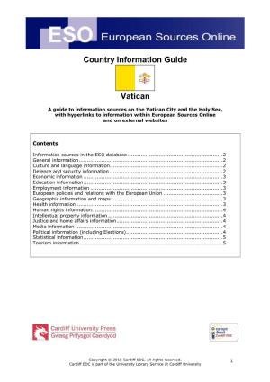 Country Information Guide Vatican