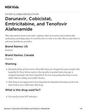 Darunavir, Cobicistat, Emtricitabine, and Tenofovir Alafenamide