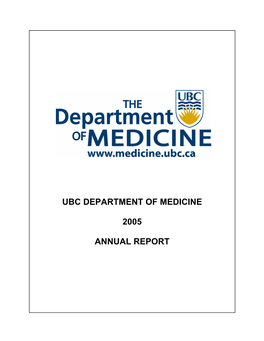 Ubc Department of Medicine 2005 Annual Report