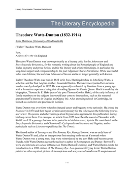 Literary Encyclopedia: Theodore Watts-Dunton