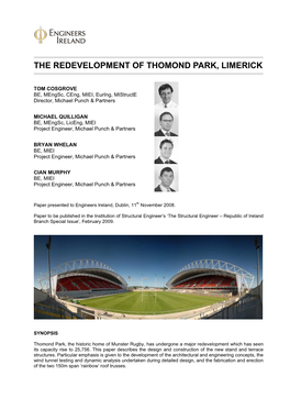 The Redevelopment of Thomond Park, Limerick