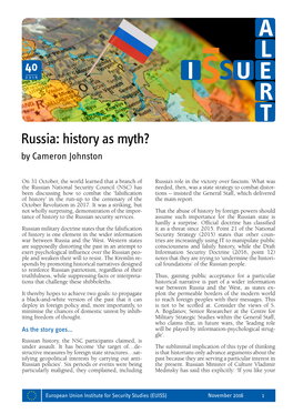 Russia: History As Myth? by Cameron Johnston