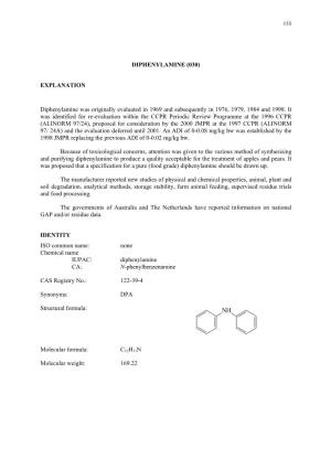 (030) EXPLANATION Diphenylamine Was Originally Evaluated in 1969