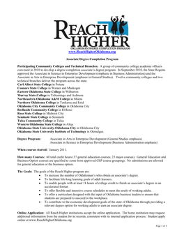 Reach Higher Two-Year Policy Sheet