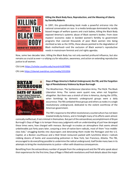 Killing the Black Body Race, Reproduction, and the Meaning of Liberty by Dorothy Roberts