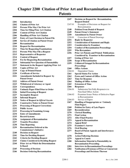 2200 Citation of Prior Art and Reexamination of Patents