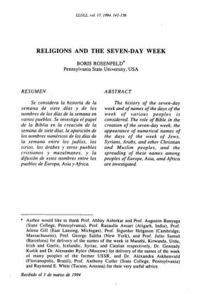 Religions and the Seven-Day Week