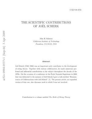 The Scientific Contributions of Jo¨El Scherk