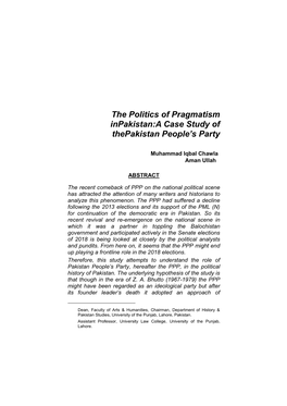 1. Politics of Pragmatism in Pakistan, Iqbal Chawala