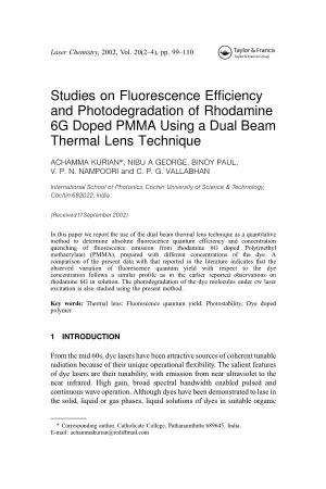Studies on Fluorescence Efficiency and Photodegradation Of