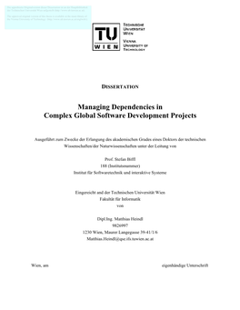 Managing Dependencies in Complex Global Software Development Projects