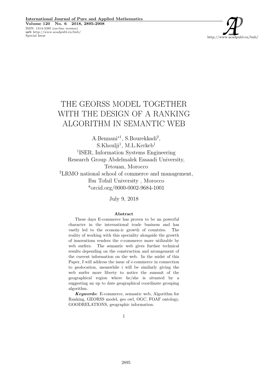 The Georss Model Together with the Design of a Ranking Algorithm in Semantic Web