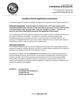 Crossbow Permit Application Instructions