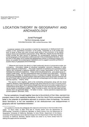 Locati N Theory in Geography and Archaeology