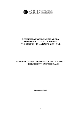 International Experience with Iodine Fortification Programs