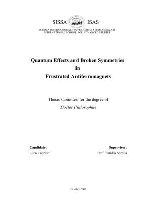 ISAS SISSA Quantum Effects and Broken Symmetries in Frustrated