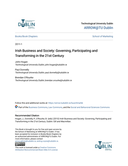 Irish Business and Society: Governing, Participating and Transforming in the 21St Century