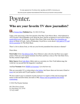 Who Are Your Favorite TV Show Journalists?