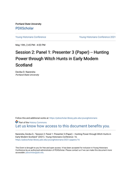 (Paper) -- Hunting Power Through Witch Hunts in Early Modern Scotland