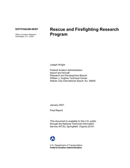 RESCUE and FIREFIGHTING RESEARCH PROGRAM January 2001 6