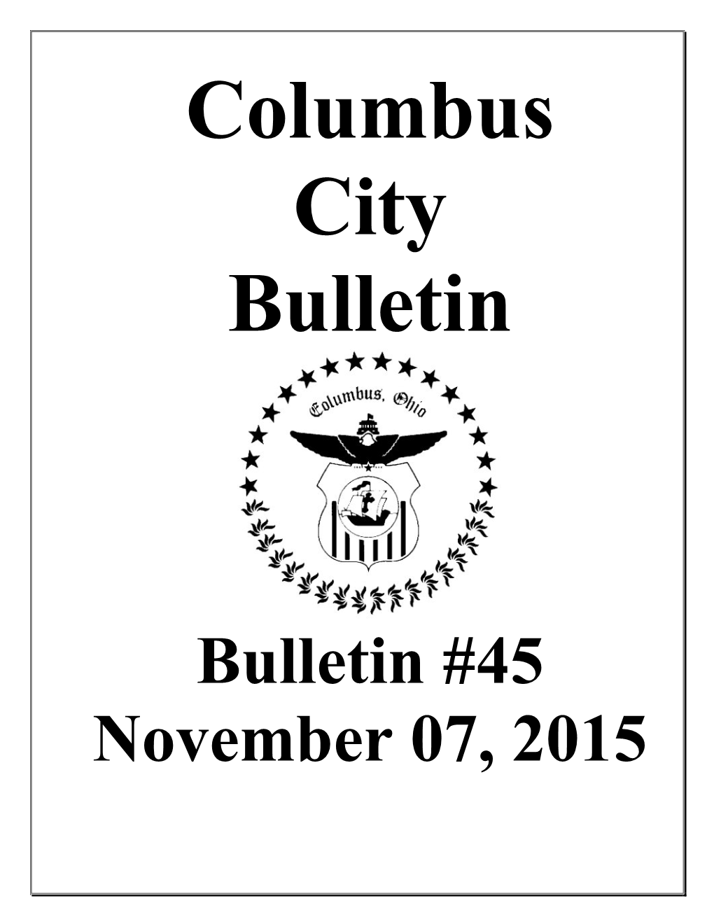 Bulletin #45 November 07, 2015