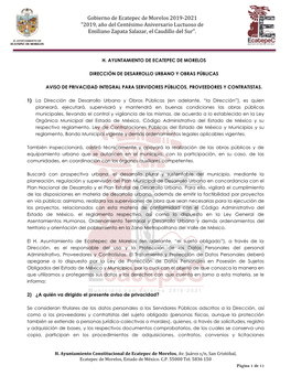 Gobierno De Ecatepec De Morelos 2019-2021 ”2019, Año Del