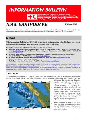 NIAS: EARTHQUAKE 31 March 2005