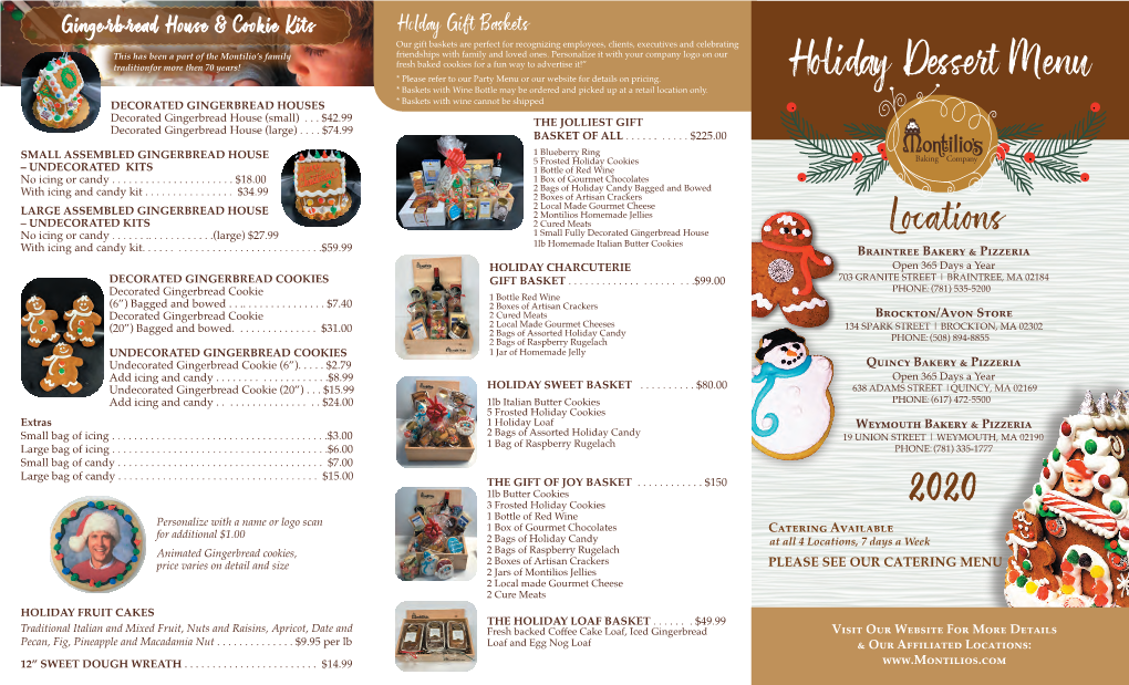 Holiday Dessert Menu DECORATED GINGERBREAD HOUSES * Baskets with Wine Cannot Be Shipped Decorated Gingerbread House (Small)
