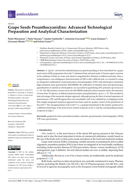 Grape Seeds Proanthocyanidins: Advanced Technological Preparation and Analytical Characterization