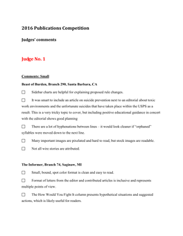 2016 Publications Competition Judge No. 1