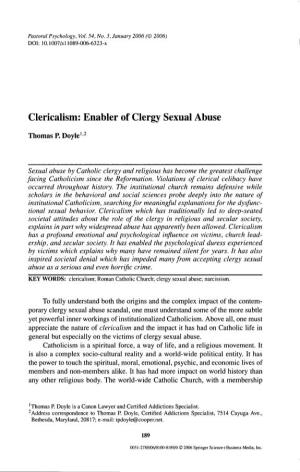 Clericalism: Enabler of Clergy Sexual Abuse