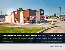 Offering Memorandum • Tim Horton's 12-Year Lease
