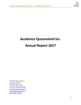 Ausdance Queensland Inc. Annual Report 2017