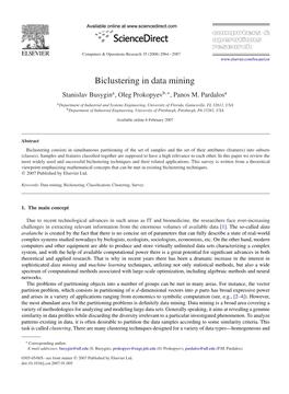 Biclustering in Data Mining Stanislav Busygina, Oleg Prokopyevb,∗, Panos M
