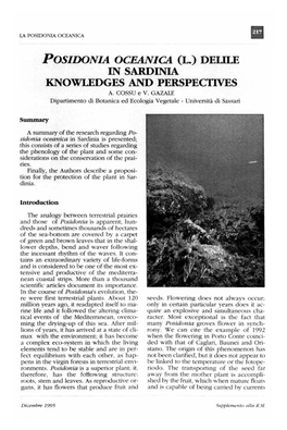 Posldonia Oceanlca (L.) DEI,II.E in SARDINIA KNOWLEDGES .AND PERSPECTIVES A
