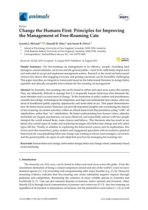 Principles for Improving the Management of Free-Roaming Cats